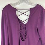 EXPRESS  Long Sleeve Shirt Tunic Size Medium Purple Criss Cross Cutout Back Top Photo 3