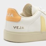 VEJA  9 Womens Campo Chromefree Sneakers in White and Sun Peach Orange Photo 2