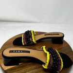 ZARA  Sandals Womens Black Hand Beaded Fringed Mule Slide Sandals Size‎ 41 Photo 5