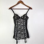 Victoria's Secret Lace & Mesh Bustier Black White Size 34B Photo 1