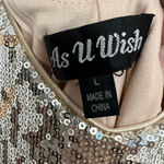 As You Wish As U Wish Party Dress with Sequins Size Large Gold & Silver Stretch Lining Photo 4
