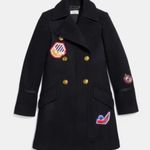 Coach 1941 Wool Naval Military Peacoat Coat Patches Navy Blue Gold Buttons US 0 Photo 0