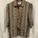 Vintage funky 80’s blazer vest combo chinky gold bling buttons chain tan groovy Brown Size 10 Photo 0