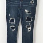 Judy Blue  Distressed Jeans Womens Dark Wash Skinny Fit Patch Stretch size 15/32 Photo 0