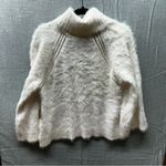 Rachel Roy Fuzzy White Cowl Neck Turtleneck Sweater Open Knit Detail Size M Size M Photo 14