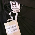 Haute Hippie Black Long Sleeve Modal Dress L Cowl Neck Tie Waist Open Back New Photo 13