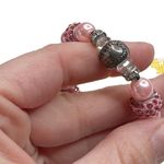 New Pink Rhinestone Beaded Baseball Softball Bracelet Photo 3