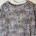 Loft  Paisley Floral Puff Sleeve Terry Sweatshirt Size LP Photo 1