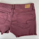 American Eagle Maroon Frayed Hem Shorts Photo 8