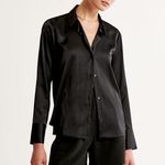 Abercrombie & Fitch NWT Black Oversized Satin Shirt Photo 0