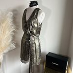Ramy Brook Sleeveless Silk Gold Metallic Mini Dress Photo 13