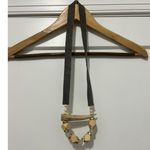 Bone Pendant Necklace Wooden Beaded Suede Strap Tribal Statement Mint Beige Photo 0