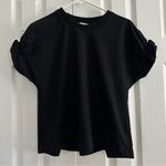 COS  black cotton spandex ruffle sleeve shirt size small Photo 0