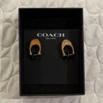 Coach  Black and Gold Arch Earrings hoops Photo 0