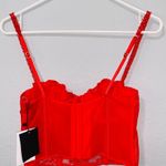 ZARA New Women Red Sexy Embroidered Underwire Corset Size 34B Photo 11