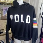 Polo Ralph Lauren Rainbow Stripe Sleeve Logo Hoodie Small RARE Black Photo 4