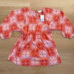 Daisy Street Long Sleeve Smock Mini Dress in Orange Bandana Print - NWT Photo 0
