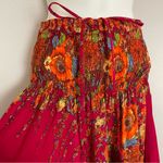 None Floral Harem Pants Stretch Waist Smocking Shirring Pink Hippie Festival Rayon‎ Photo 3