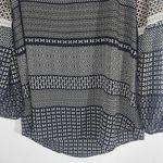 Pink Owl Black Patchwork Print Boho Blouse with Lantern Sleeves Size Medium Photo 2