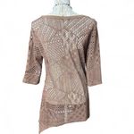 Firmianalily Brown Boho Crochet Knit Tunic Top Asymmetric Hem Festival L Size L Photo 4
