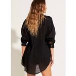 Vitamin A  Size S Playa Linen Boyfriend Shirt Coverup Black EcoLinen Linen Photo 1