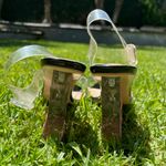 public desire  Hot AF Black and Red / Pink Flame Detail Perspex Heeled Wedges Photo 11