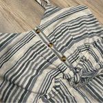 Japna  Sleeveless Cotton Sundress Blue White Stripe Belted Waist Buttons Size M Photo 3