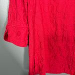 Foxcroft  Women's Red Embroidered Shacket Button Up Shirt - Size 6P - Petite Top Photo 2
