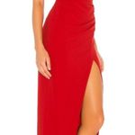 NBD  Red Strapless Maxi Gown Dress with Slit size Medium Revolve $258 Photo 1
