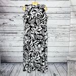 Denim & Co . Size L Black & White Tropical Floral Print Knit Maxi Tank Dress Photo 2
