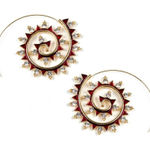 Amrita Singh Gold Austrian Crystal Red Enamel Spiral Hoop Earrings Photo 0
