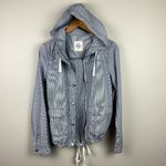 SO  Jacket Womens Medium‎ Blue Stripe Field Full Zip Flap Pocket Lightweight New Photo 5