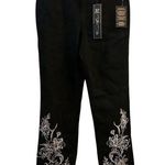 Diane Gilman DG2 by Women's Black Straight Jeans Size 6 Floral Embroidery Photo 0