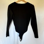 Good American v-neck long sleeved black bodysuit lace neckline women's size L Photo 6