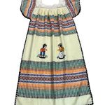 Vintage 70s Handmade Embroidered Ecuador Blanket Kaftan Dress Medium Large Orange Photo 0