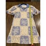 Sofie the Label Sydney Blue Knit Patchwork Mini Dress Collared Puff Sleeve S White Photo 6