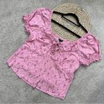 Torrid Challis Puff Short Sleeve Crop Top Babydoll Cottagecore in Ditsy Rose 3X Photo 2