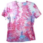 L.L.Bean  Small Top Handmade Tie Dye T-Shirt Short Sleeve Pink Blue Festival 298 Photo 1