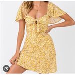 Oh Polly Princess Polly Floral Mini Dress Tie Front Flutter Sleeve Smocked Yellow‎ Size 6 Photo 0