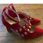 Vince Camuto NWOT Red Ankle Strap Leather Studded Krellen Stiletto,sz 5.5 Photo 2