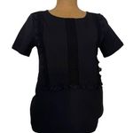 Ann Taylor black short sleeve top ruffles on front size small Photo 0