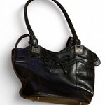 Sonoma Brighton Black Leather Croc Embossed Silver Hardware Detail Satchel Bag Photo 0