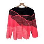 Ming Wang Cardigan Jacket Women Sz L Pink Black Open Front Knit Sweater Acrylic Photo 0