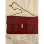 Speci Italian leather Clutch Purse Gold Chain Strap Flap Closure Evening Bag Red Photo 5