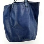 Baggu Tote Milled Leather Bag Handbag Natural Interior Pocket Navy Nubuck Blue Photo 4