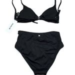 Hurley Ribbed Black 2 Piece Swimsuit Bikini Set Size Small Rib Triangle New Photo 1