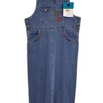 Vintage Carole Little Denim Jumper Dress Large Blue Jean Embroidered Cotton NEW Photo 0