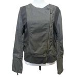 Sundance Women’s Size 14 Gray Denim Moto Jacket Asymmetrical Zip Stretch Photo 1