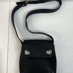 Vintage Bag Black Leather Crossbody Silver Heart Concho Adjustable Strap READ Photo 1
