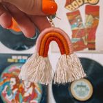 Orange & Pink Macrame Rainbow Earrings Photo 0